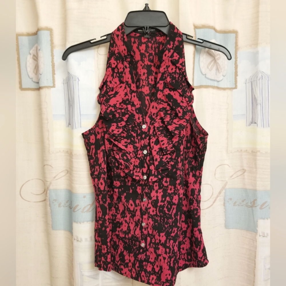 💗Beautiful Express Design Studio Ruffle Front Sleeveless Side Zip Top